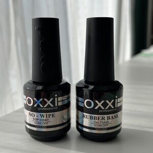 Oxxi Professional 2x15ml Rubber Base Gel, No wipe Top Coat Gel Nail Polish Set